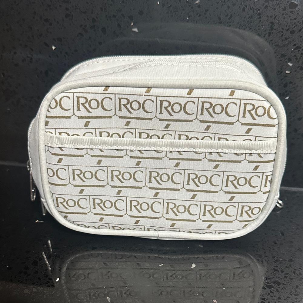 ROC White & Gold Logo Small Pouch Cosmetic Accessory Bag